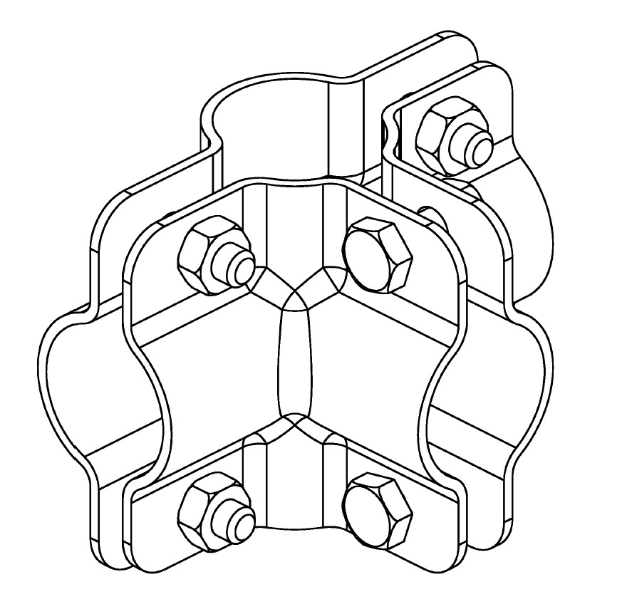 Rohr-Kreuzschelle 5-fach, verzinkt